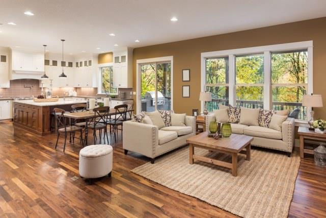 flooring separating kitchen living room