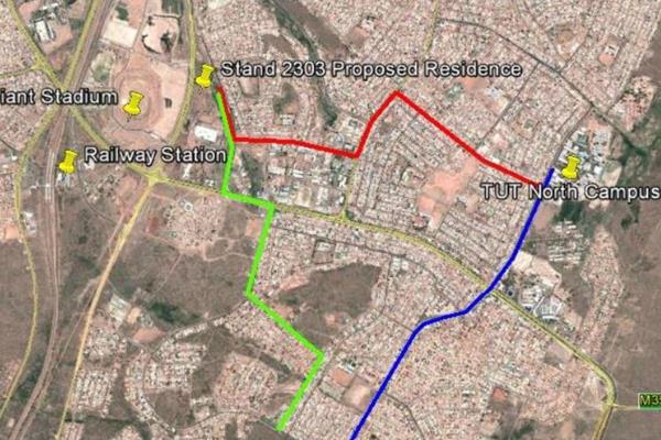 DEVELOPMENT  LAND

Introduction and Overview 

Route from Residence to TUT North Campus =2.56km
Route from Residence to TUT South ...