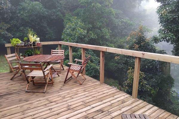 Charming, secure 2 bedroom garden cottage with a private deck overlooking magical forest ...