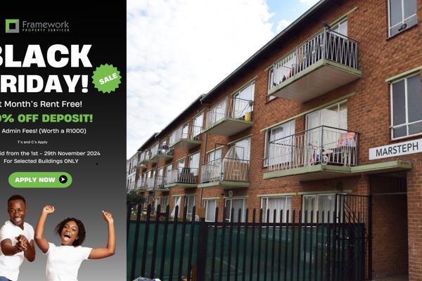 Black friday sale: 50% deposit | 1st month&#39;s rent free| no admin fees worth a r1000 ...