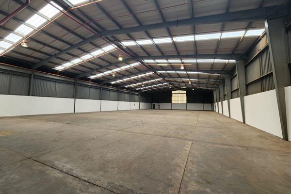 Neat and secure warehouse unit TO LET in Spartan.
1584m2 under roof with sprinkler system. Approx 1384m2 warehouse Approx 200m2 office. ...