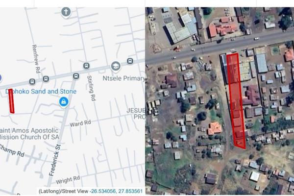 The size of the land is 5,636 m2 in Adam road which is the main road in Evaton small farms and has 4 joined houses. Plot 6 p1 Evaton ...