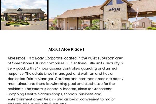 Secure complex ALOE PLACE with 24 hour security manned entry &amp; exit.
Complex with ...