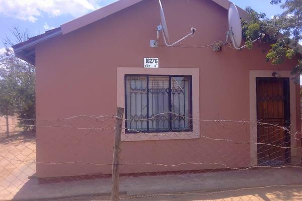 Two bedroom house for sale in Palm Ridge Ext 9 with open plan kitchen, lounge, full set bath and an outside toilet. The property is ...