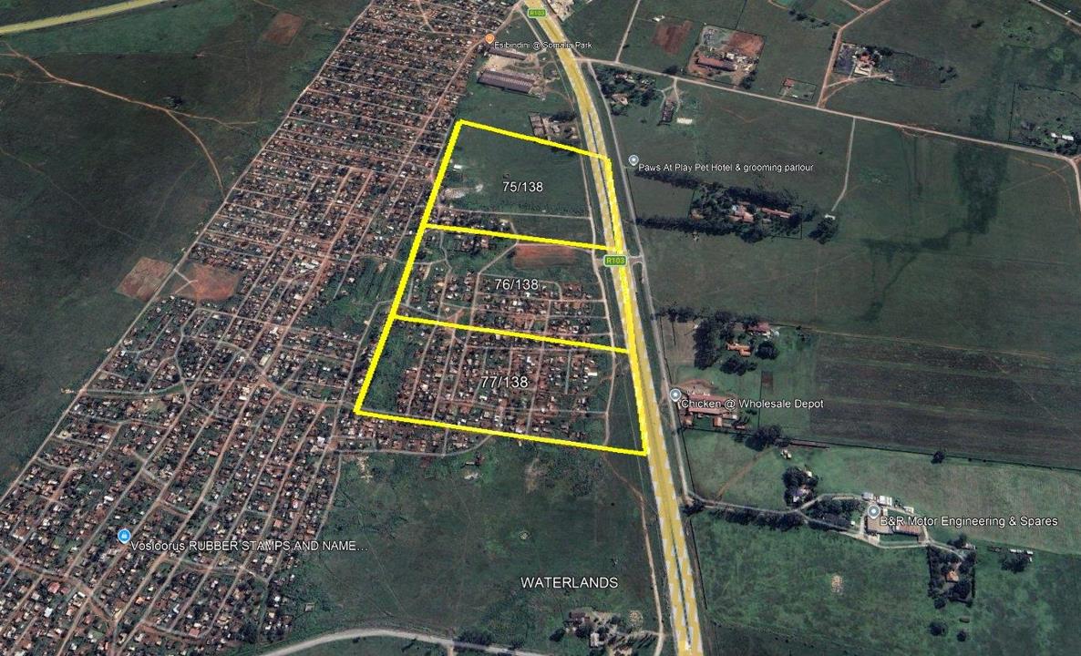 Vacant land / plot on auction in Vosloorus - Farm 138 vlakplaats Portion 75, 76 & 77 - Boksburg